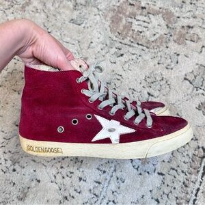 GOLDEN GOOSE GGDB FRANCY Red Suede Sneakers w/ White STAR, EU:38 US:7.5 Womens